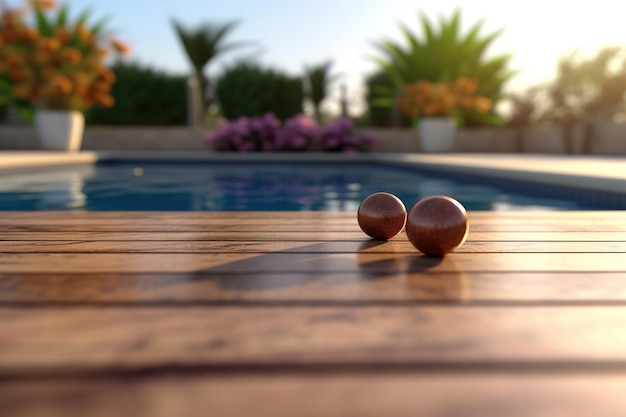 Terrasse de piscine générée par l'IA