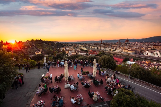 Terrasse avec vue sur Firenze, Toscane, Italie.