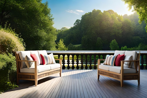 Une terrasse avec vue sur le jardin