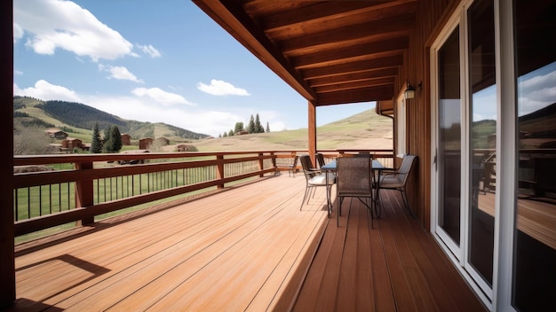 Une terrasse avec vue sur les montagnes