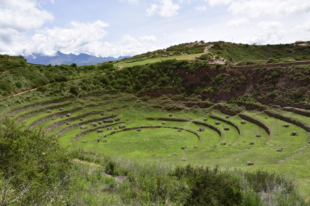 Les terrasses incas de Moray Chaque niveau a son propre microclimat Moray est un site archéologique près de la Vallée Sacrée