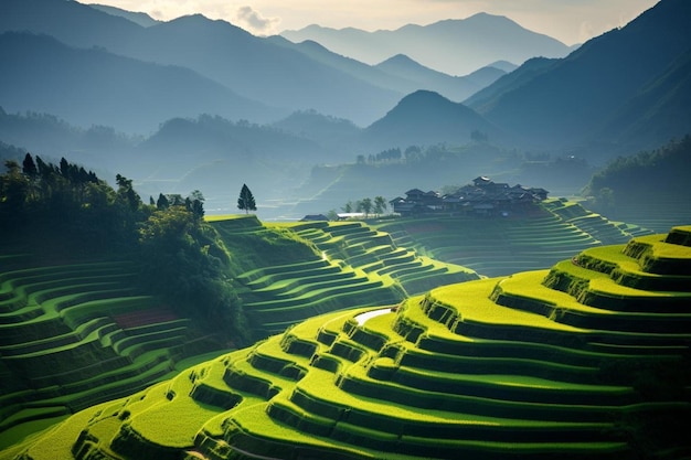 des terrasses de riz dans les montagnes