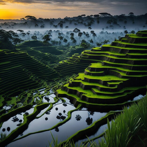 Les terrasses de riz de l'Indonésie Les rizières de Bali, en Indonésie