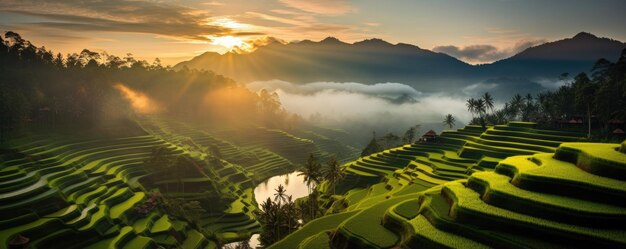 Photo les terrasses de riz de jatiluwih à bali, en indonésie