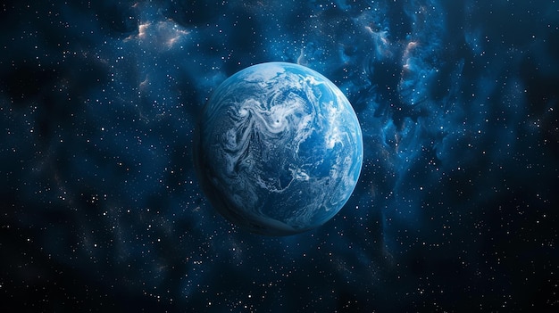 La Terre bleue est visible dans l'espace Cette image est remplie de couleurs Le système solaire apparaît en gradients bleus Ceci est un papier peint spatial fourni par la NASA éléments de cette image