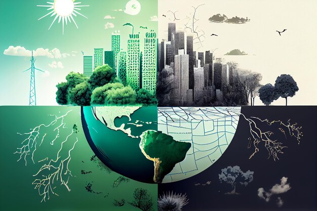 La Terre change le climat Les personnages essayant de sauver la planète Terre Le réchauffement climatique et le changement climatique