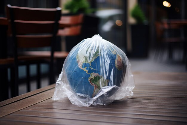 La terre dans un sac en plastique laissé dans la rue comme un concept d'environnement d'ordures générative ai