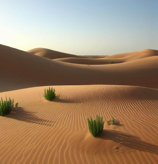 Terre désertique avec des cactus dispersés