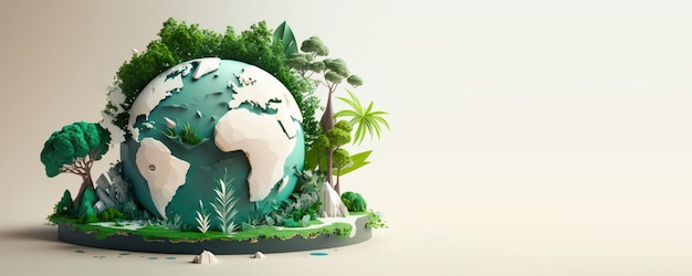 Terre écologique avec espace de copie Environnement mondial et concept de jour de la Terre AI générative