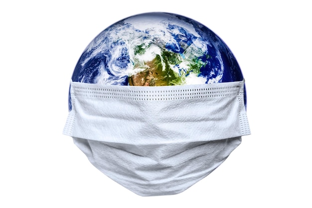 La terre entière est mise en quarantaine la terre porte un masque