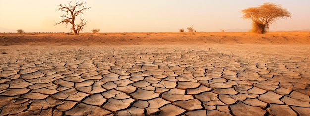 La terre est fissurée par la sécheresse Focus sélectif