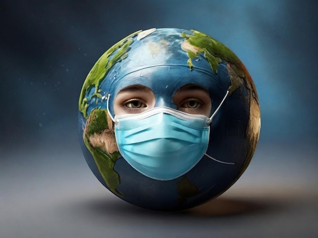 La Terre avec un masque médical Illustration du coronavirus