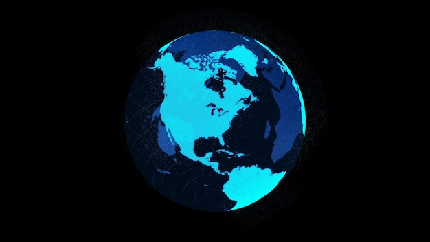 Photo terre orbitale numérique 3d dans le cyberespace montrant le concept de technologie de réseau