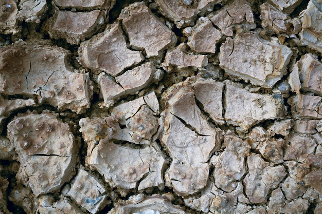 Terre sèche fissurée sans effet de couleur de l&#39;eau