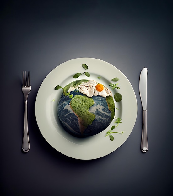 Terre servie sur une assiette concept de jour de la terre journée internationale de la terre mère bonne journée de la terre