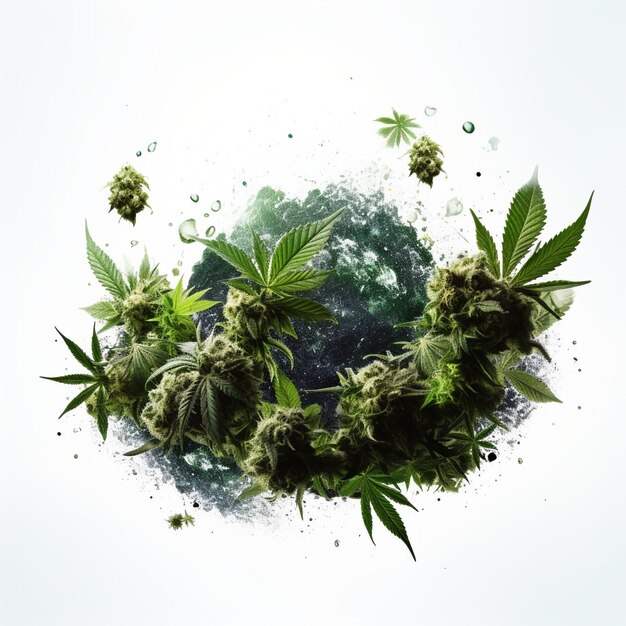 La terre verte ornée de cannabis