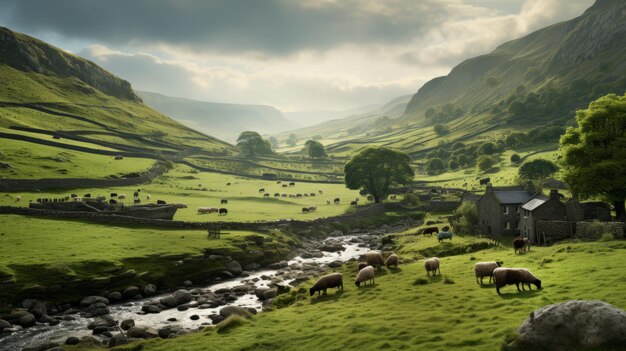 Photo des terres agricoles de rêve dans les vallées hindoues du yorkshire