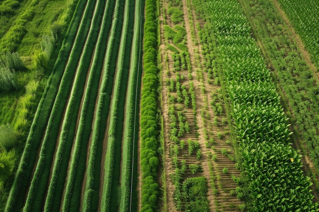 Terres agricoles rurales avec des cultures