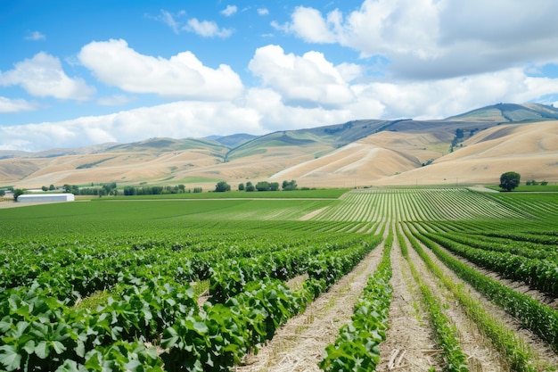 Terres agricoles rurales avec des cultures