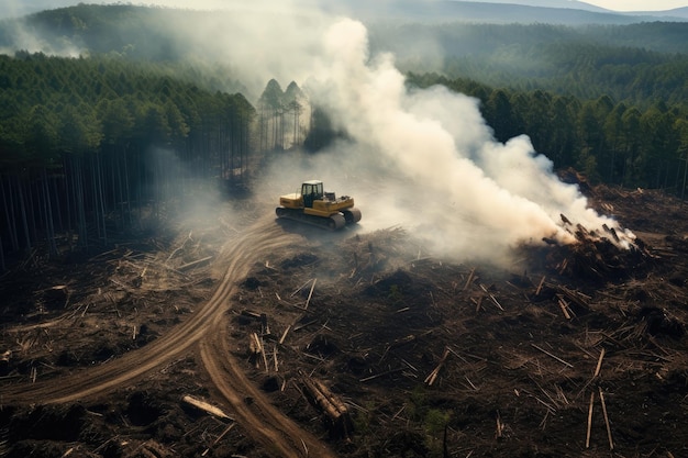 Terres déboisées dans une vue de drone forestier