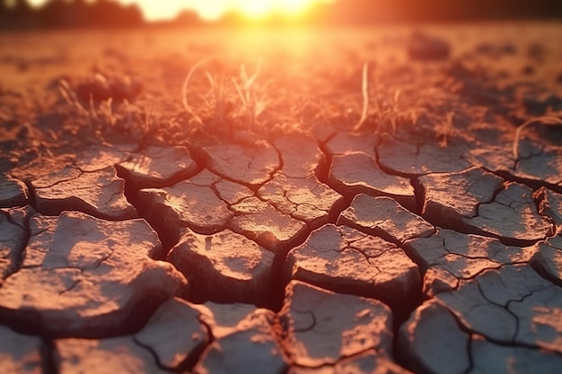 Terres sèches en Europe concept de sécheresse changement climatique IA générative