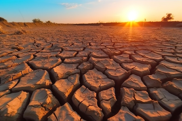 Terres sèches en Europe concept de sécheresse changement climatique IA générative