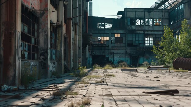 Photo territoire de zone industrielle abandonnée en attente de démolition ou de reconstruction ia générative