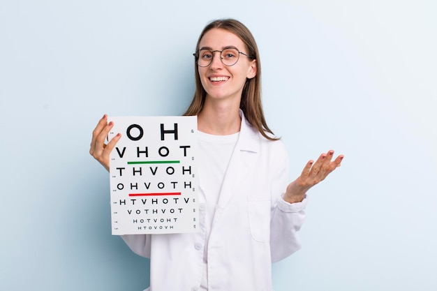 Test de vision optique jolie femme jeune adulte cocnept