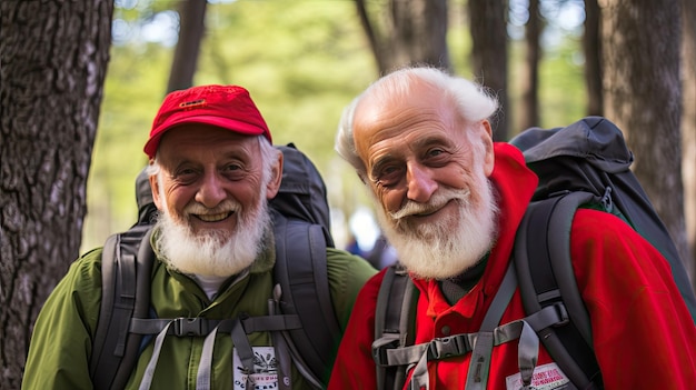 Un testament à l'amitié de toute une vie ces deux hommes âgés se tiennent debout sur leur expédition de randonnée