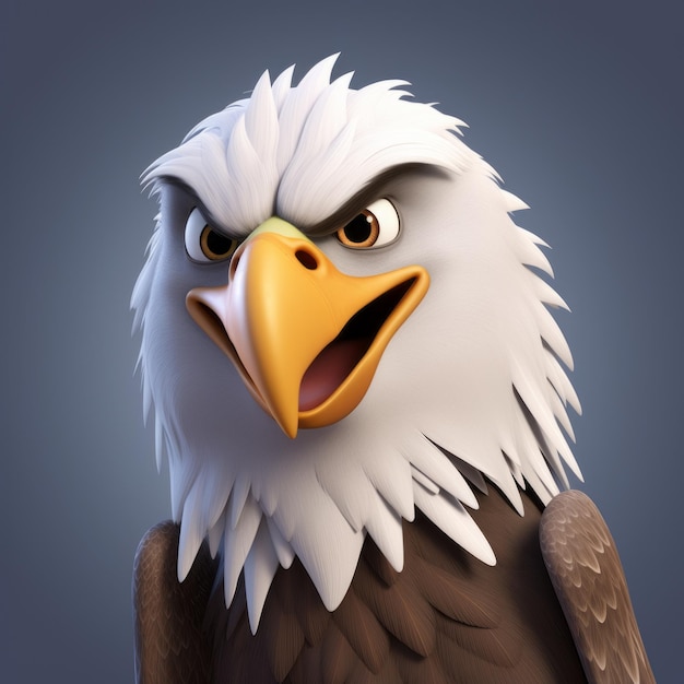 Tête d'aigle américain isolée sur fond bleu simple de studio fait avec l'IA générative