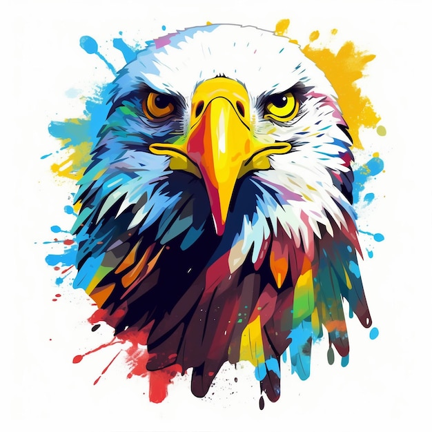 Tête d'aigle coloré illustration fond blanc