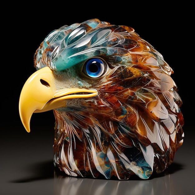 Une tête d'aigle faite de belles pierres précieuses Décorations d'animaux de la faune Illustration d'oiseau AI générative