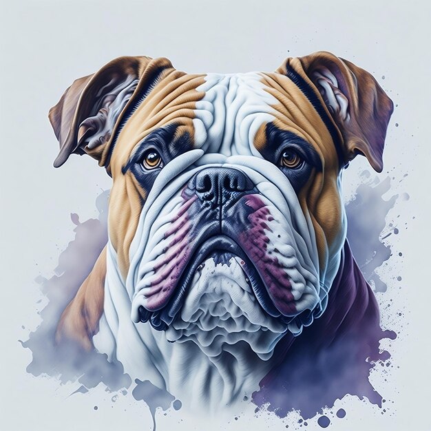 Une tête de bulldogue en aquarelle en 3D