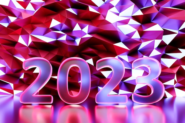 Photo en-tête de calendrier numéro 2023 sur fond majenta bonne année 2023 fond coloré