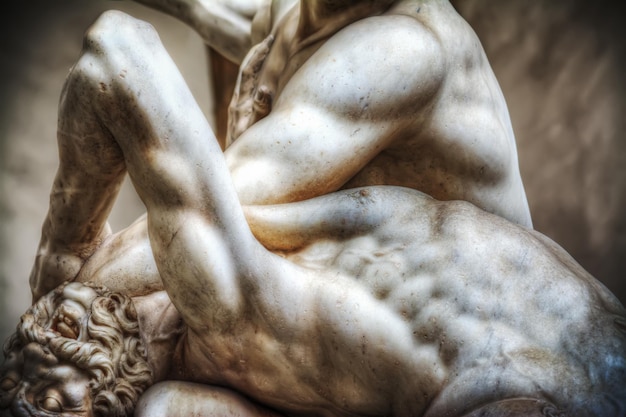 Photo tête de centaure gros plan d'hercule et de la statue du centaure nesso dans la loggia dei lanzi à florence italie