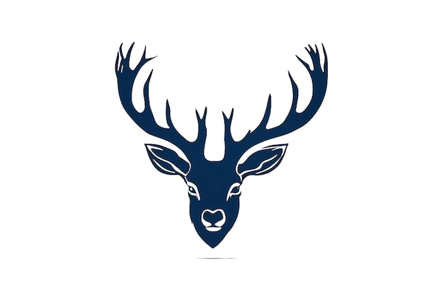 Une tête de cerf bleue sur un fond blanc avec un dessin bleu dessus.