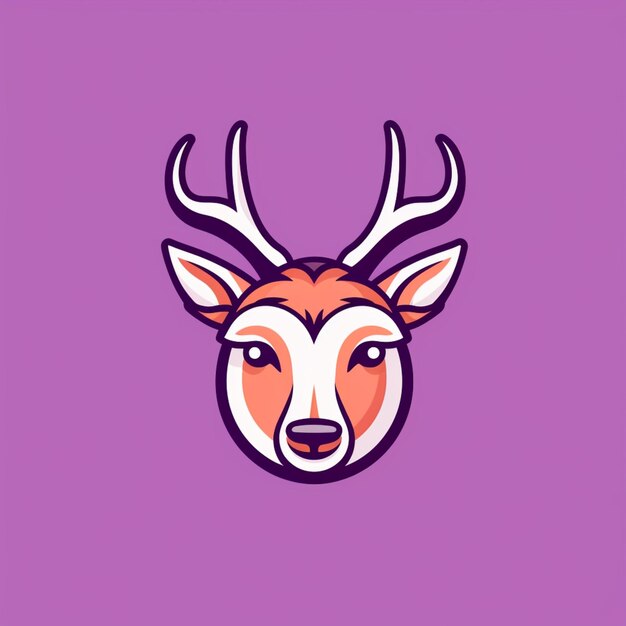 Photo une tête de cerf avec des cornes sur un fond violet