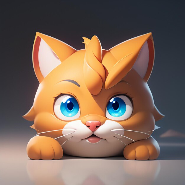 Tête de chat mignon portrait dessin animé animation illustration 3D fond d'écran image de chat mignon