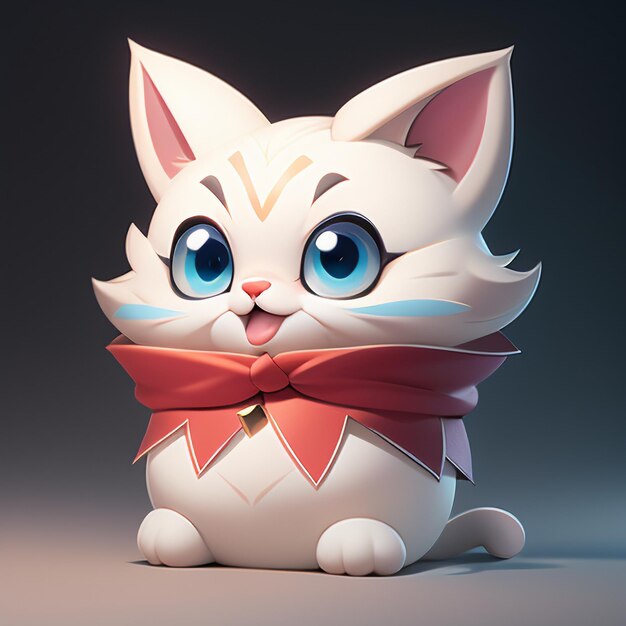 Photo tête de chat mignon portrait dessin animé animation illustration 3d fond d'écran image de chat mignon