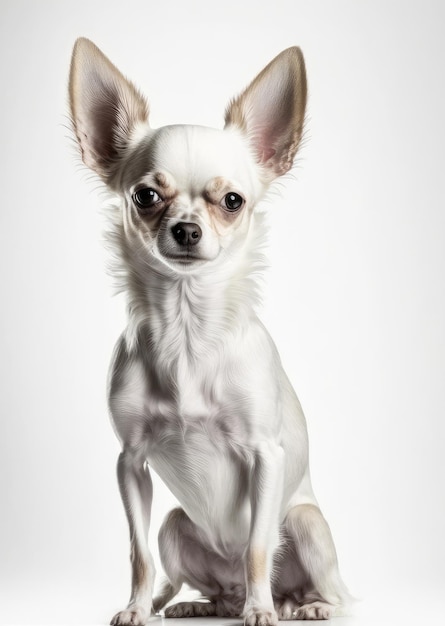 Tête de chien Chihuahua effronté isolé sur fond blanc IA générative