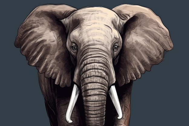 Une tête d39éléphant avec de grandes défenses Generative AI