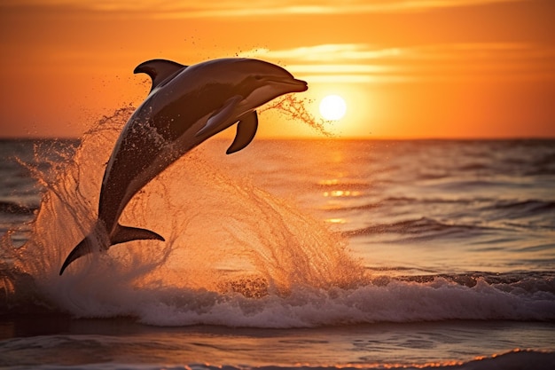 Photo la tête d'un dauphin tursiops truncatus qui ressort de la surface