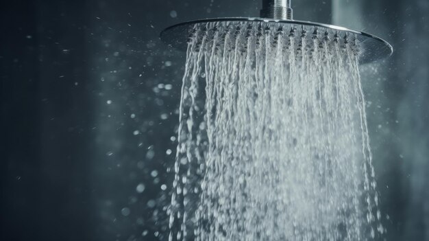 Photo une tête de douche avec de l'eau qui sort.