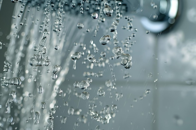 Une tête de douche pulvérise de l'eau dans une douche