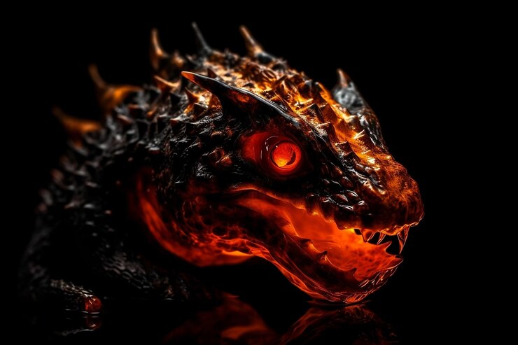 Photo tête de dragon rouge ia générative
