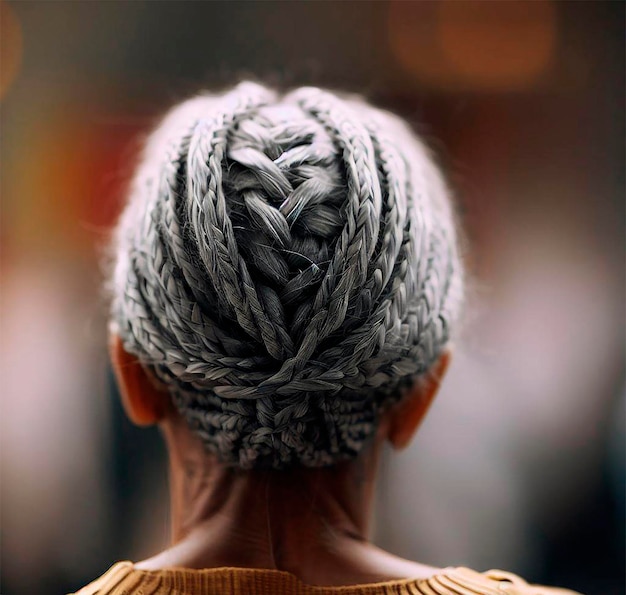 Tête de femme avec coiffure tressée