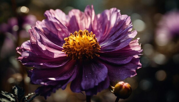 Tête de fleur aux couleurs vives en gros plan mettant en valeur la beauté de la nature générée par l'intelligence artificielle