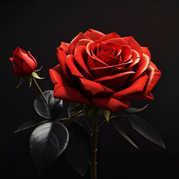 Photo tête de fleur de rose rouge fraîche ai générée