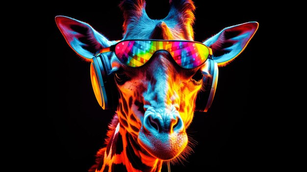 La tête de girafe dans les écouteurs, la musique de la girafe, l'intelligence artificielle générative.