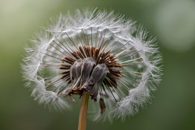 Tête de graine de pissenlit sur un fond flou